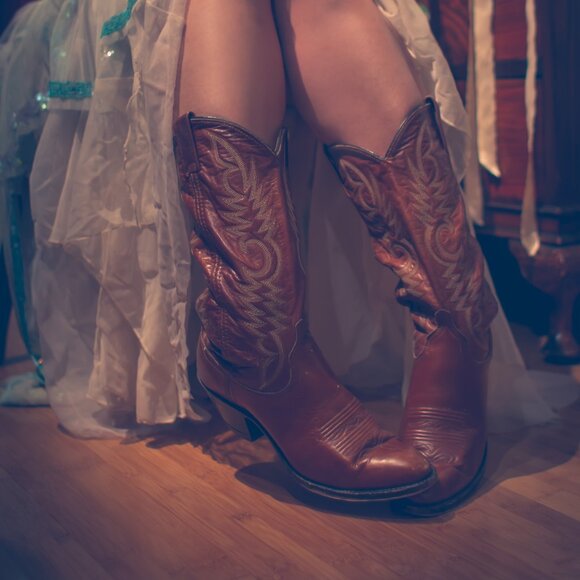 Dan Post Women's 7.5 Vintage Western Cowboy Boots American Made Heeled Leather - Picture 9 of 10